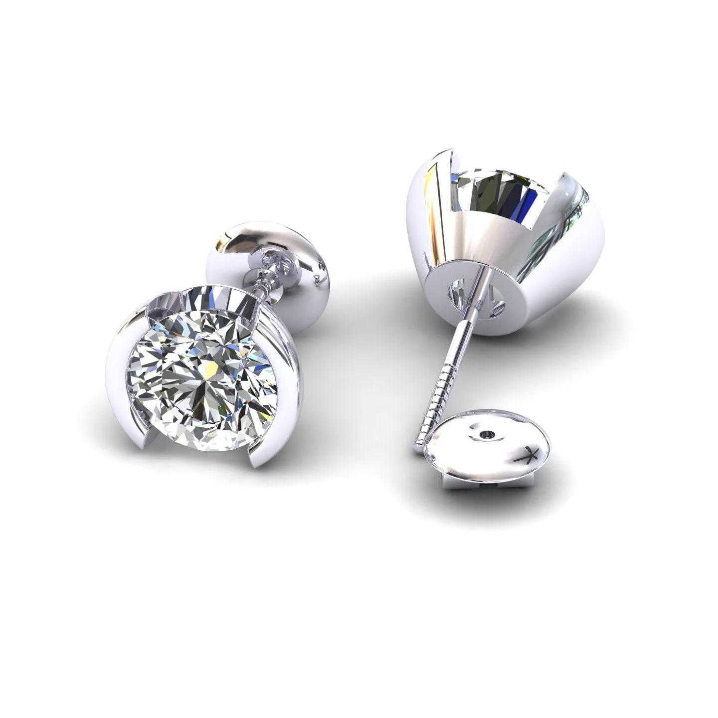Certified D/VS 2.00Ct Round Diamond Stud Earrings in 18k Gold / Platinum