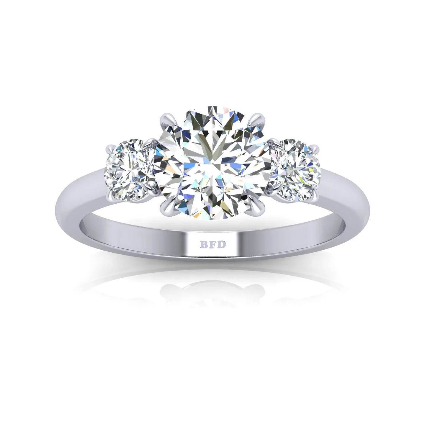 Round Diamond Three Stone Engagement Ring in Platinum 1.00Ct-3.00Ct - Image 3