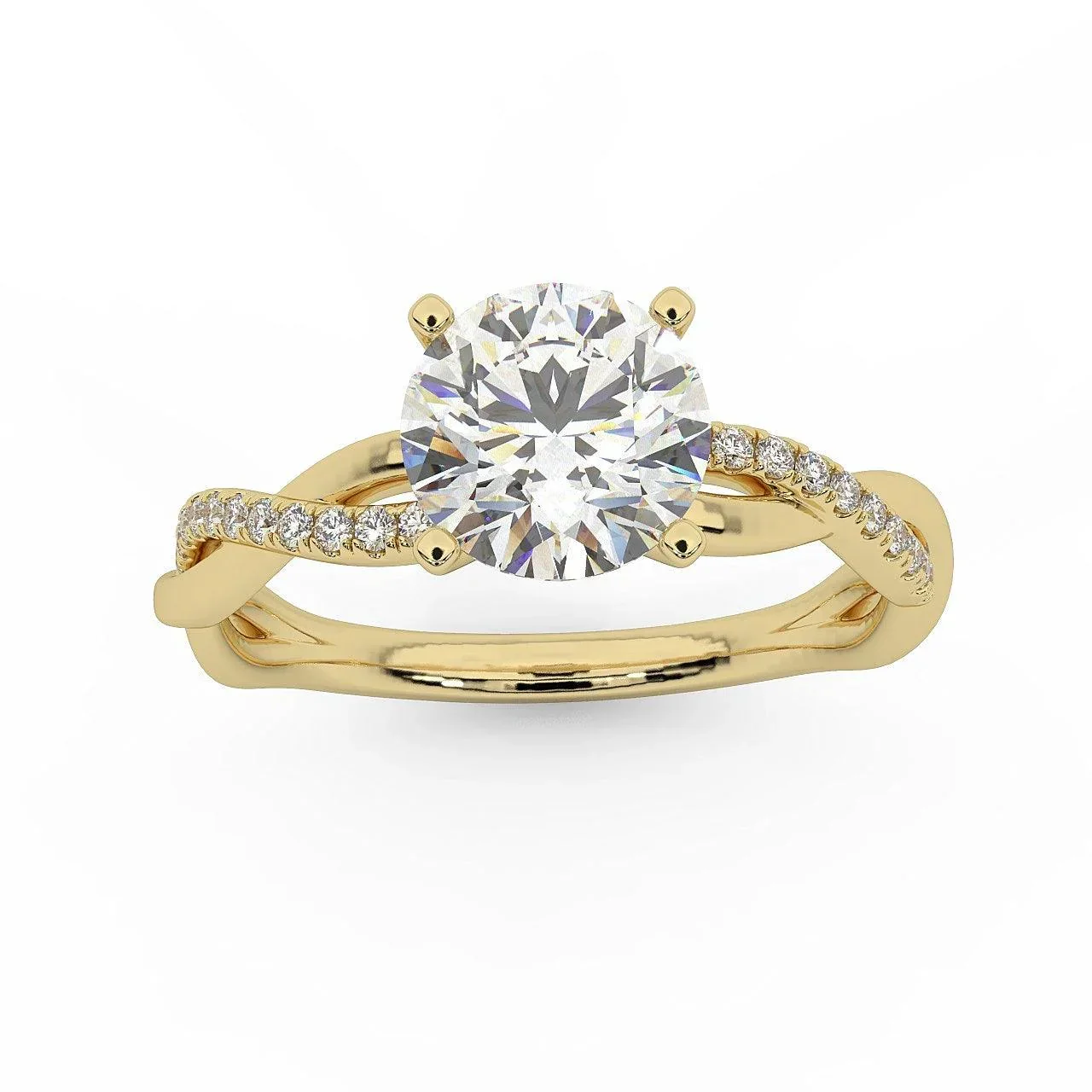 IGI Certified Round Diamond Lab Grown Petite Twisted Vine Nature Inspired Diamond Engagement Ring - Image 3