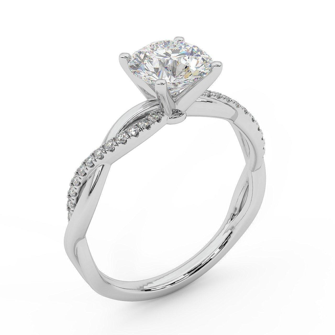 IGI Certified Round Diamond Lab Grown Petite Twisted Vine Nature Inspired Diamond Engagement Ring - Image 5