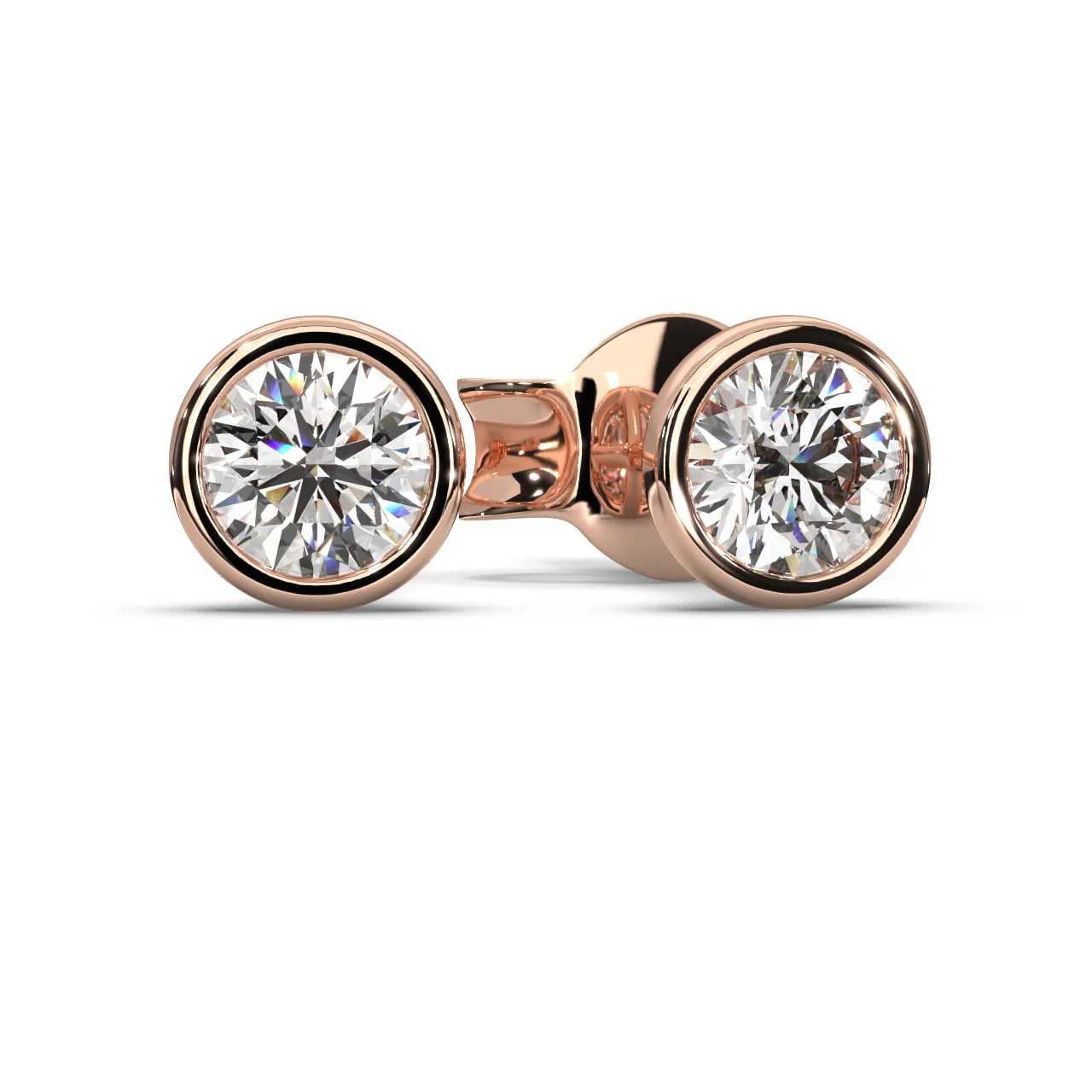 Round Lab Diamond Bezel Set Stud Earrings - 1.00Ct - 2.00Ct - Image 5