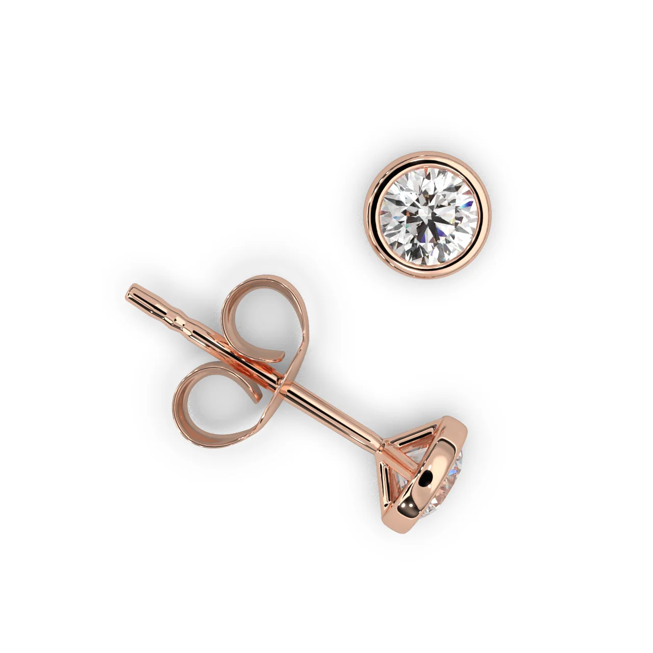 Round Lab Diamond Bezel Set Stud Earrings - 1.00Ct - 2.00Ct - Image 9