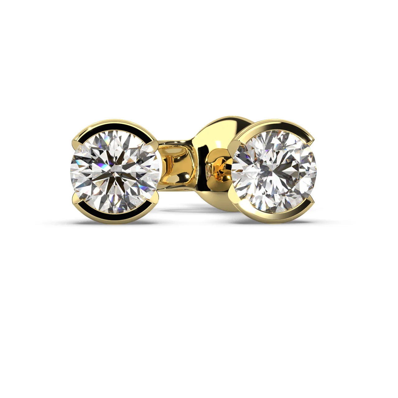 Round Lab Diamond Semi Bezel Set Stud Earrings - 1.00Ct - 2.00Ct - Image 6