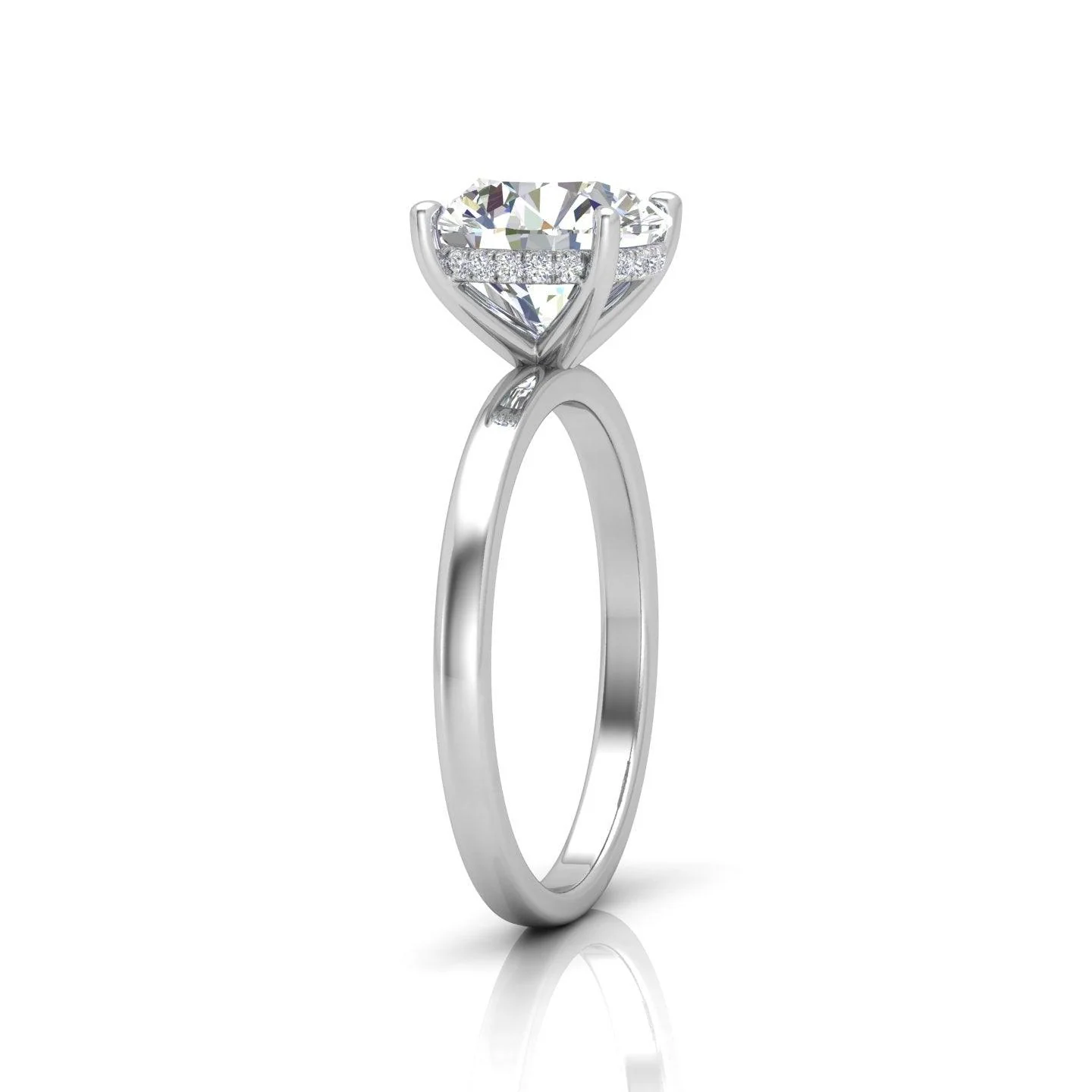 Classic Solitaire Hidden Halo Engagement Ring - Image 3