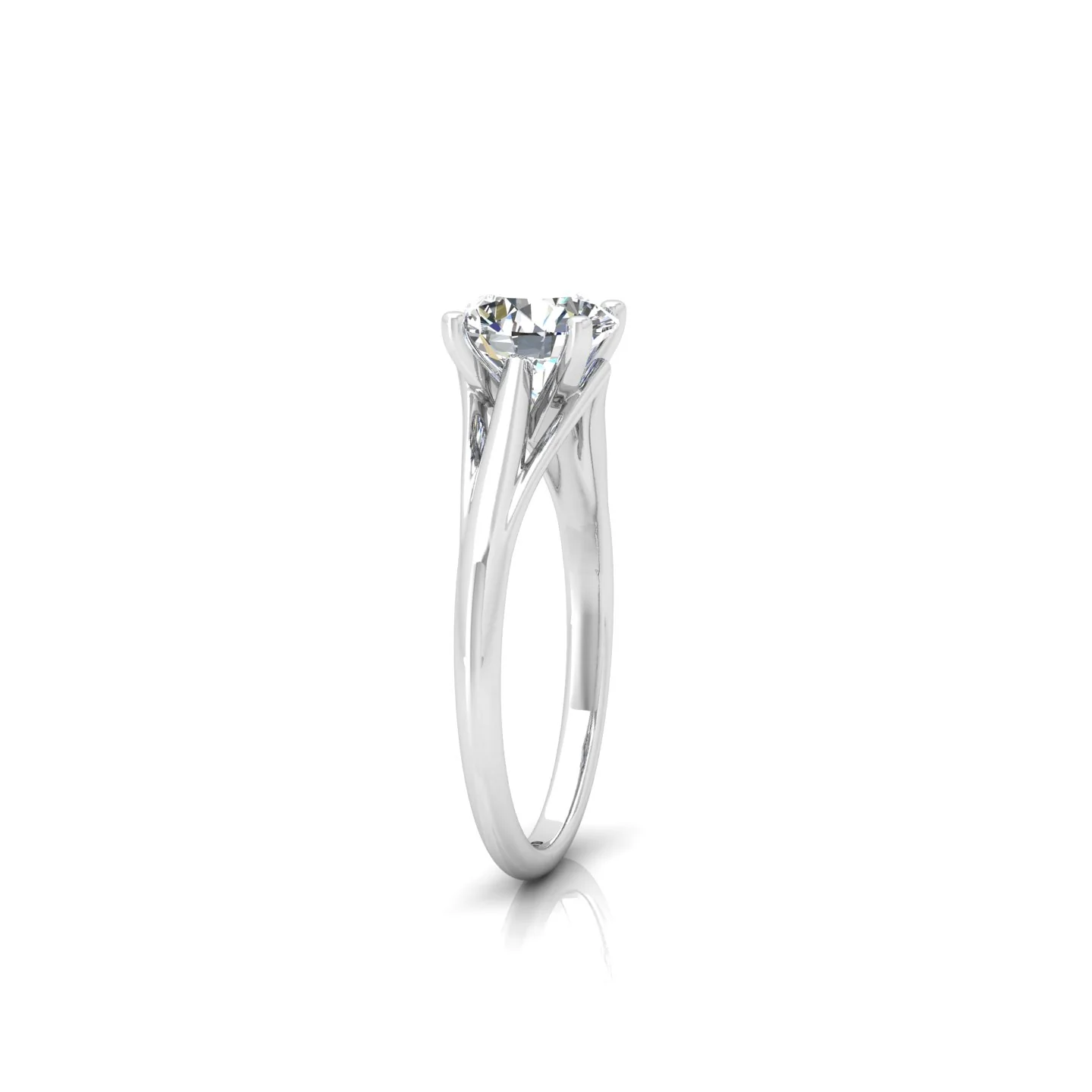 1.00 Carat D/VS Lab Round Diamond Spilt Shank Solitaire Engagement Ring For Women - Image 4