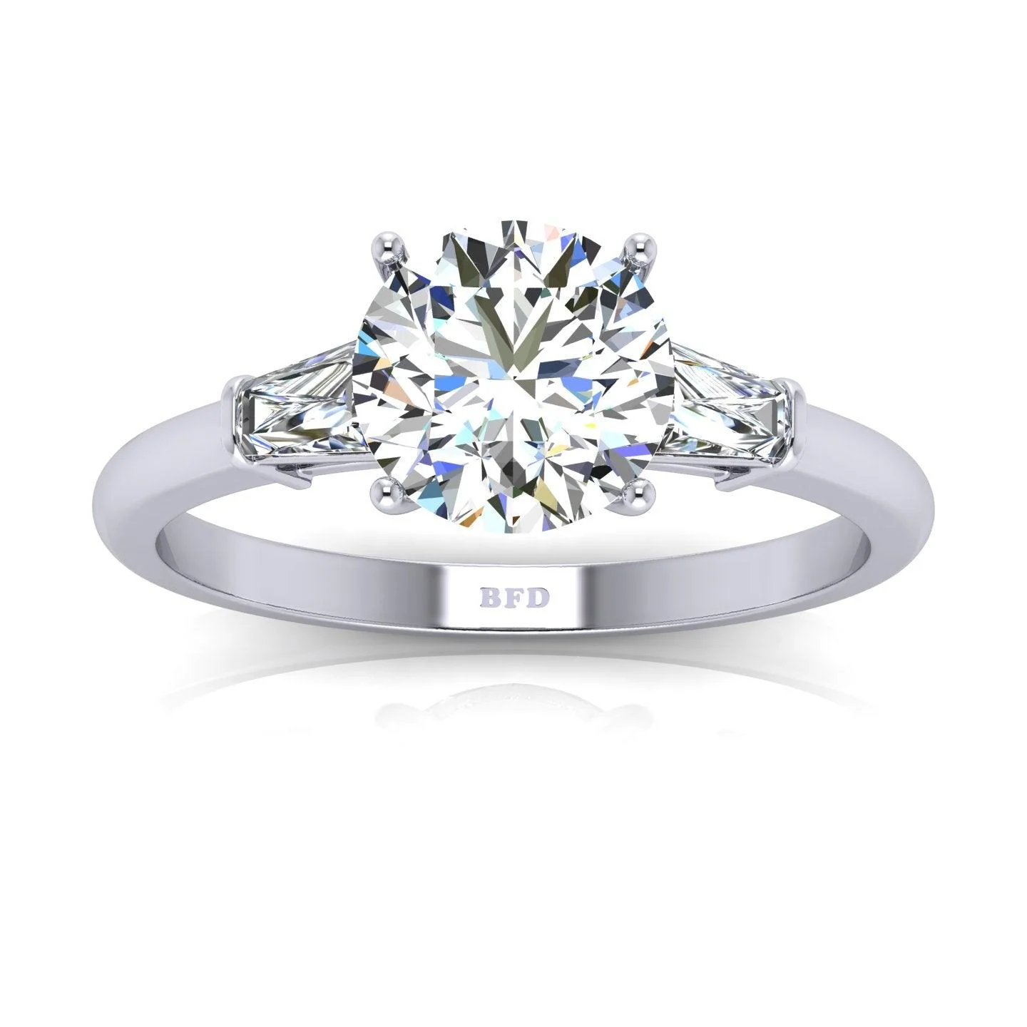 Round & Tapper Diamond Trilogy Engagement Ring in Platinum 1.00Ct-3.00Ct - Image 5