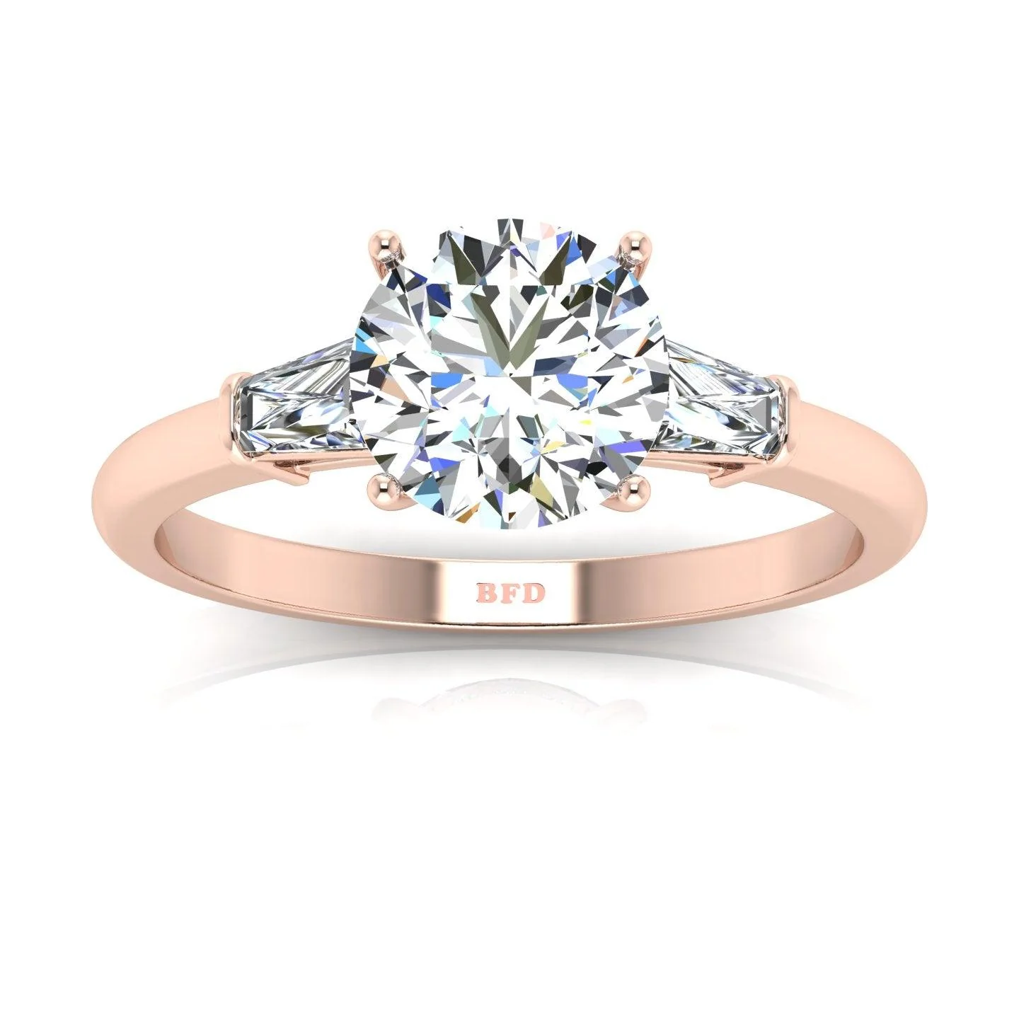 Round & Tapper Diamond Trilogy Engagement Ring in Platinum 1.00Ct-3.00Ct - Image 6