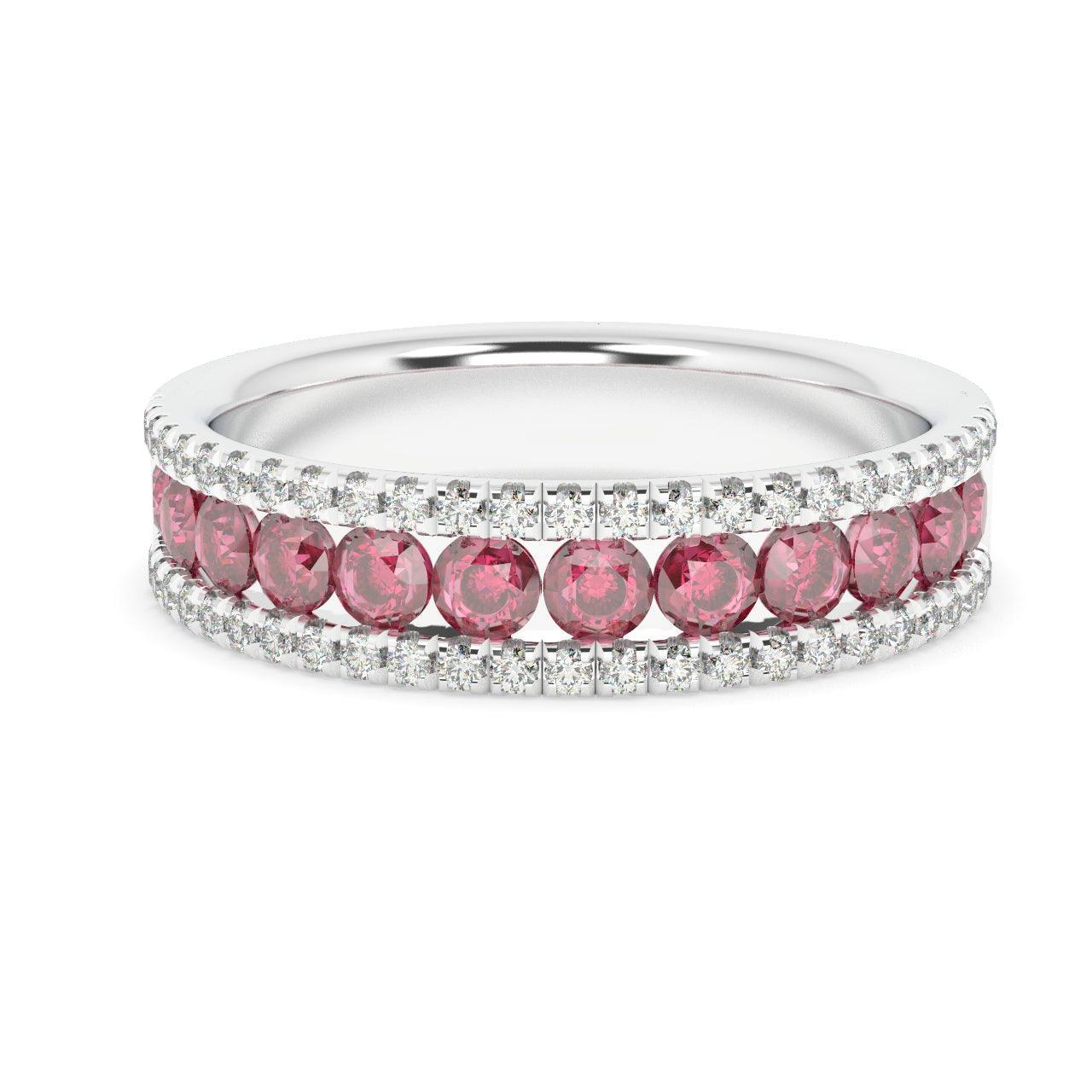 Ruby and Diamond Designer Half Eternity Ring 1.50Ct - Image 3