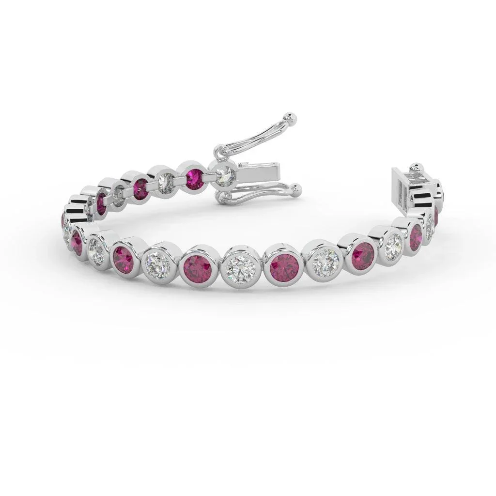 Ruby & Diamond Tennis Bracelet Crafted In White Gold 6.00ct - Image 3