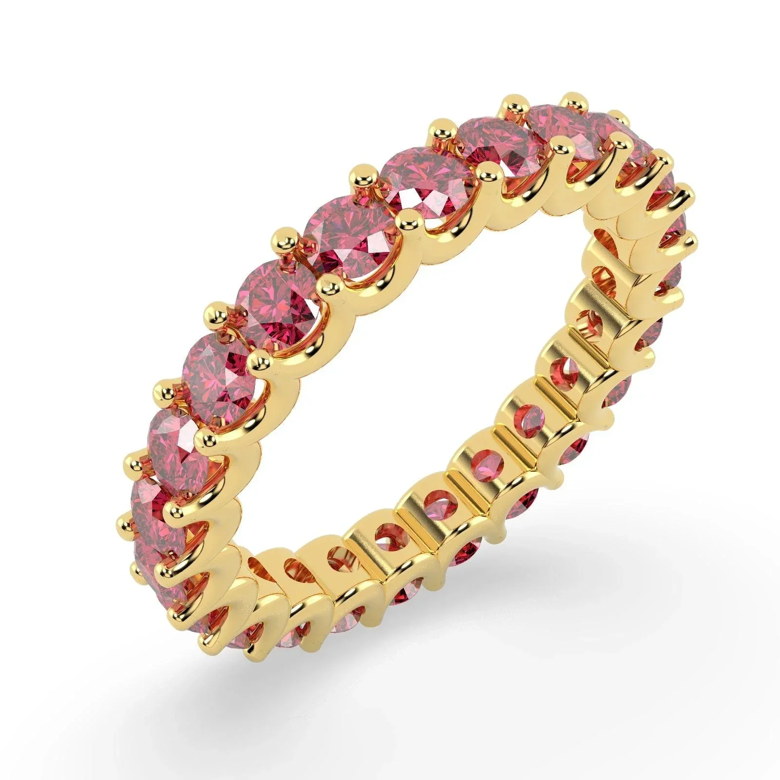 Ruby U Prong Full Eternity Ring in Hallmarked Gold - Image 2