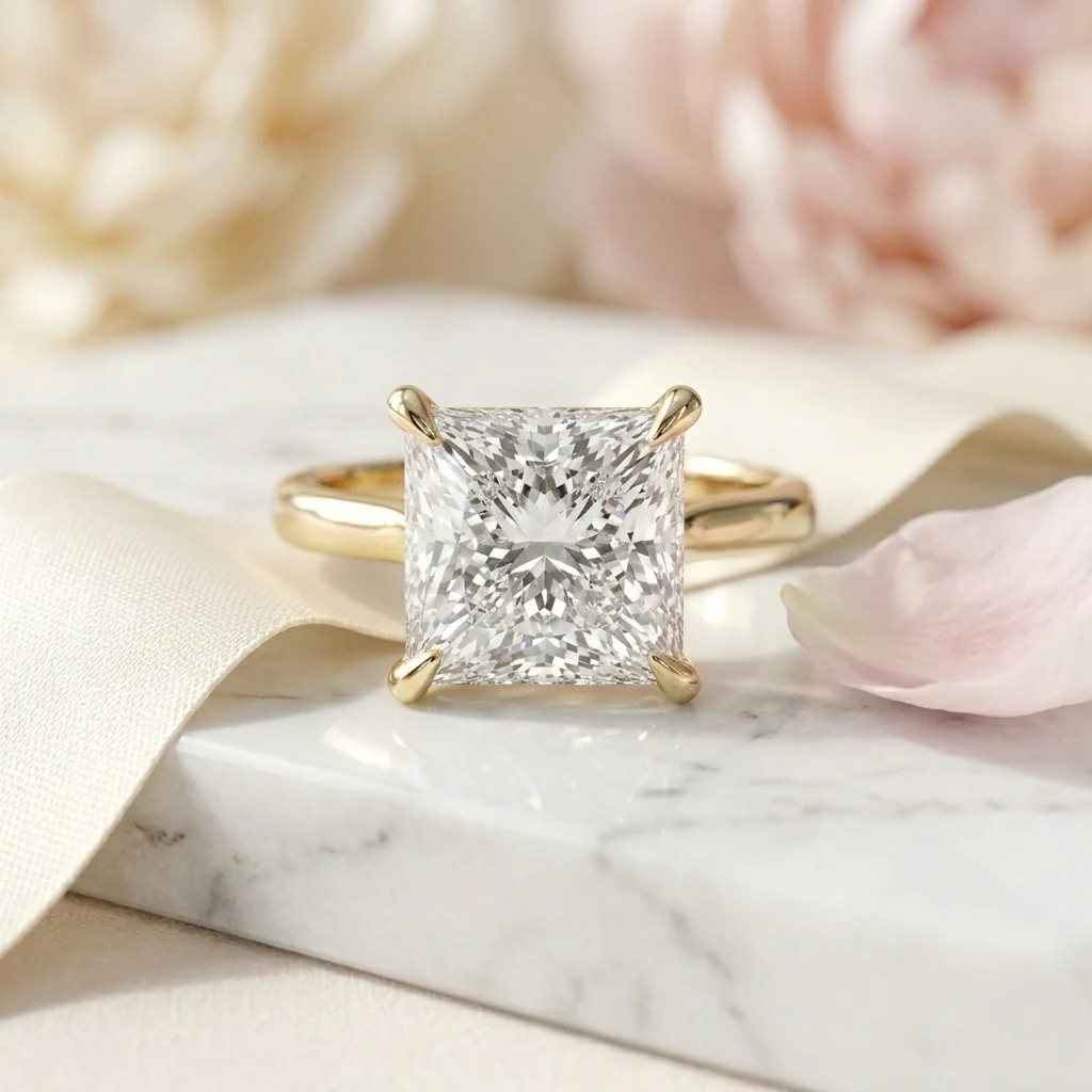 SALE – IGI Certified F/VS 3.00CT–5.00CT Princess Diamond Solitaire Engagement Ring - Image 4
