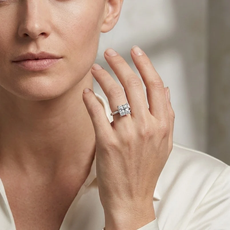 SALE – IGI Certified F/VS 3.00CT–5.00CT Princess Diamond Solitaire Engagement Ring - Image 6