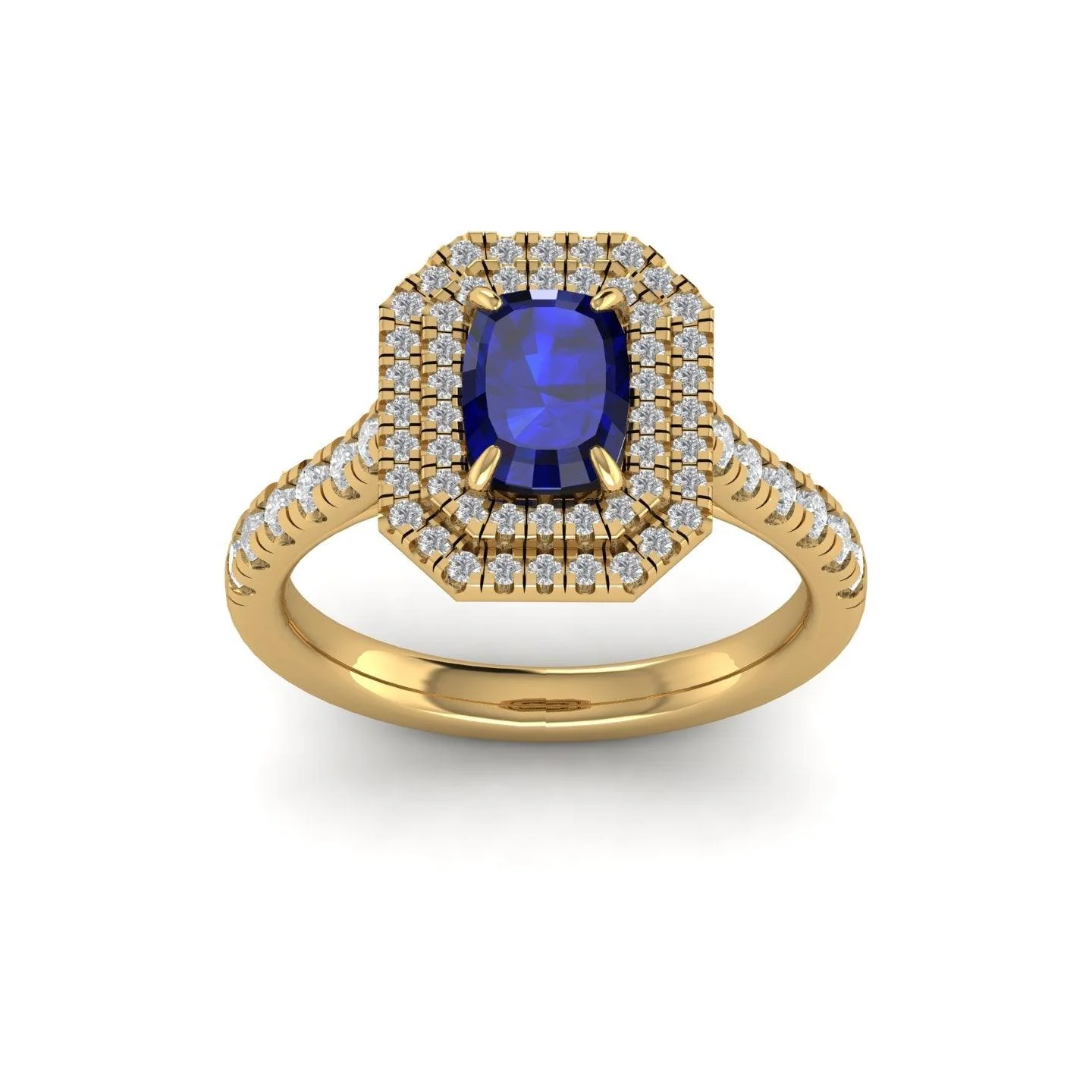 Special Deal..! 2.50Ct Tanzanite Long Cushion & Diamond Double Halo Engagement Ring - Image 8