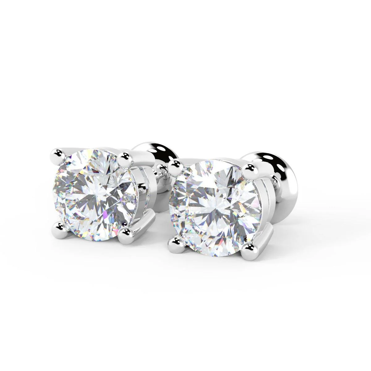 100% Natural 2.00Ct Round Diamond Stud Earrings in Platinum - Image 4