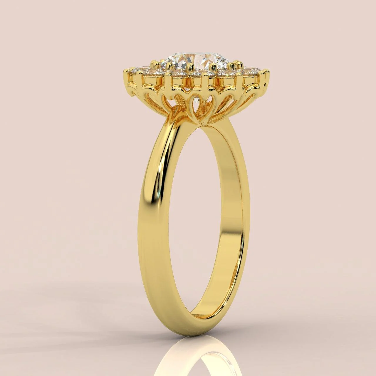 Special Offer ! VVS Quality 3.00Carat Round Diamond Cluster Engagement Ring in 18k Yellow Gold - Image 2