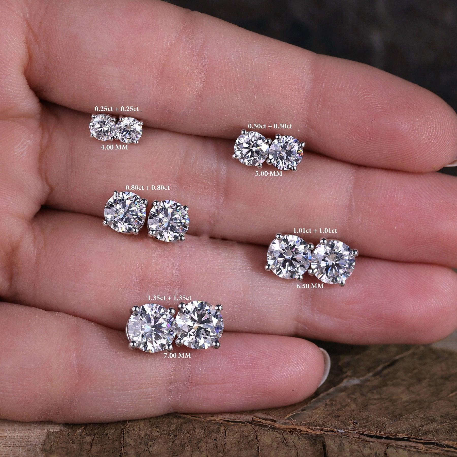 Special Deal ! D/VVS Round Diamond Stud Earrings in Platinum / Gold - 1.00Ct - Image 4