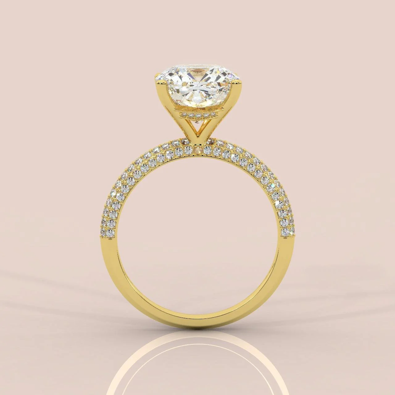 Special Offer ! VS Quality 3.50Carat Cushion Diamond Engagement Ring in 18k Yellow Gold - Image 2