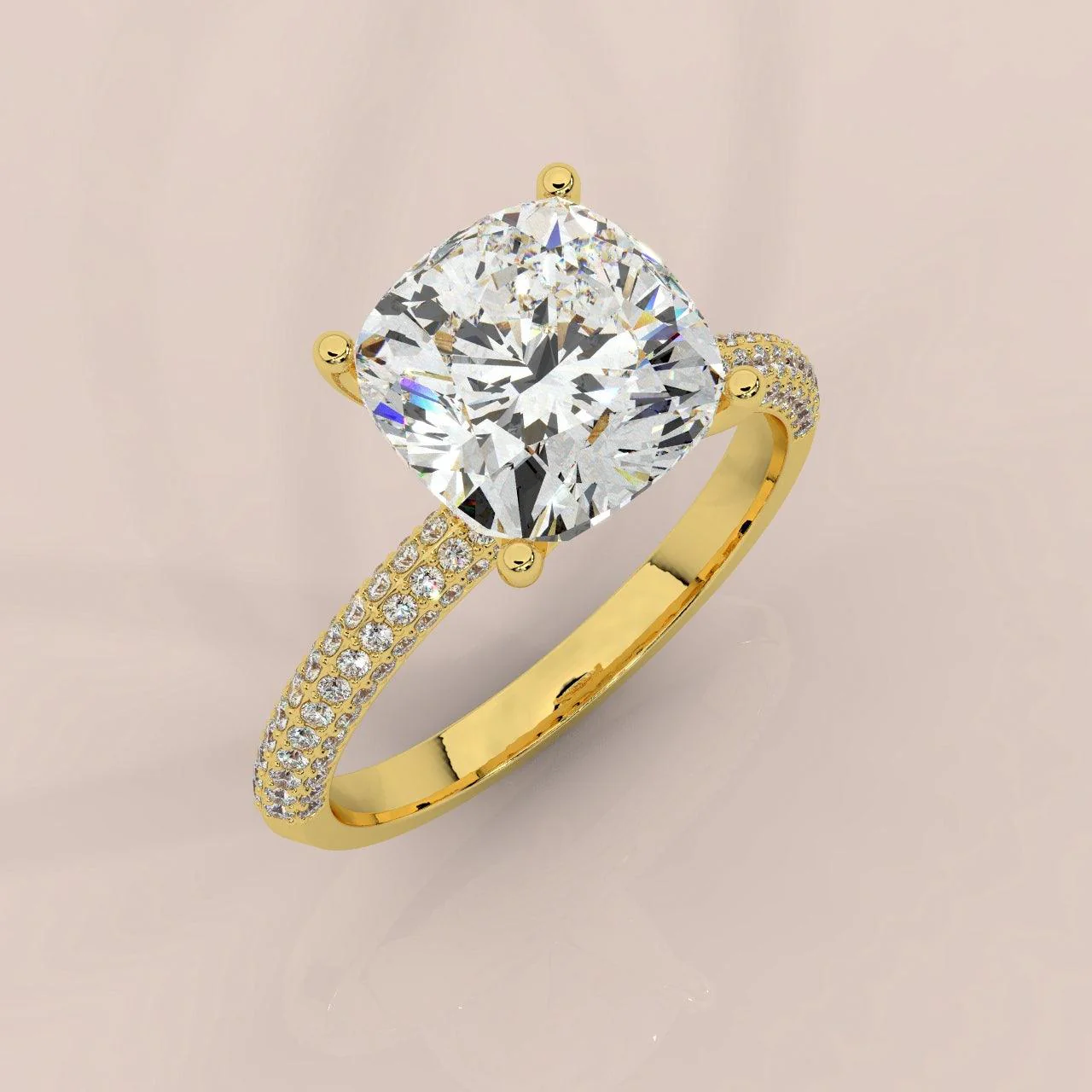 Special Offer ! VS Quality 3.50Carat Cushion Diamond Engagement Ring in 18k Yellow Gold - Image 5