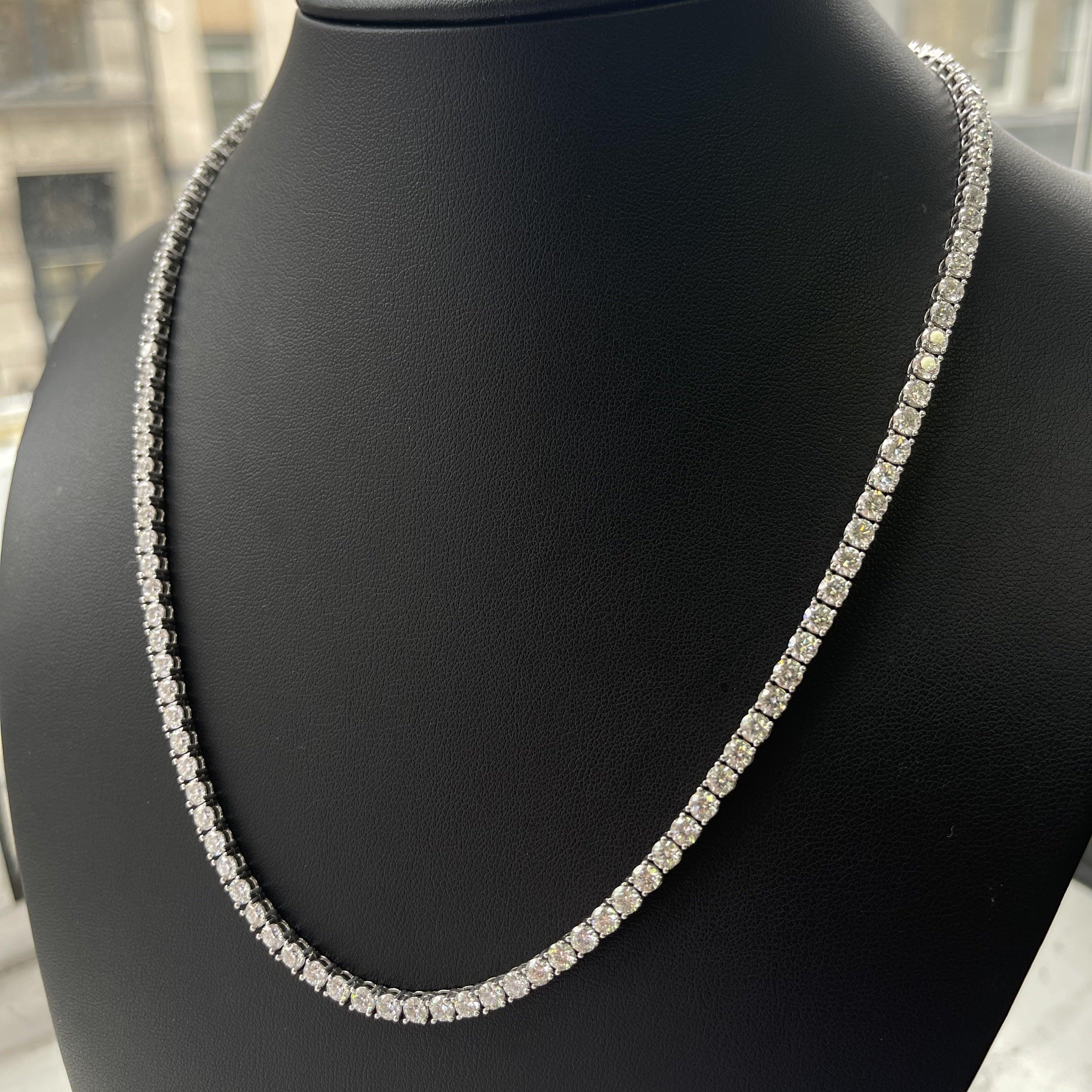 D/VVS 27.00Ct Round Diamond Tennis Necklace in Hallmarked White Gold 21 inches - Image 5