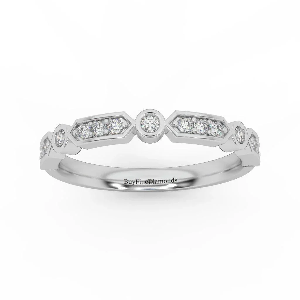 Stunning Round Brilliant Diamond Stacking Wedding Band Ring - Image 5