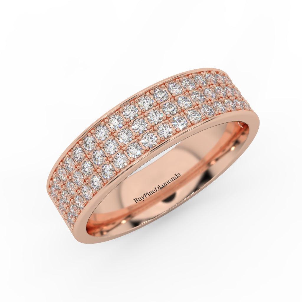 Three Row Pave Set Lab Round Diamond Wedding Band Women's Ring 2.00ct - Image 4