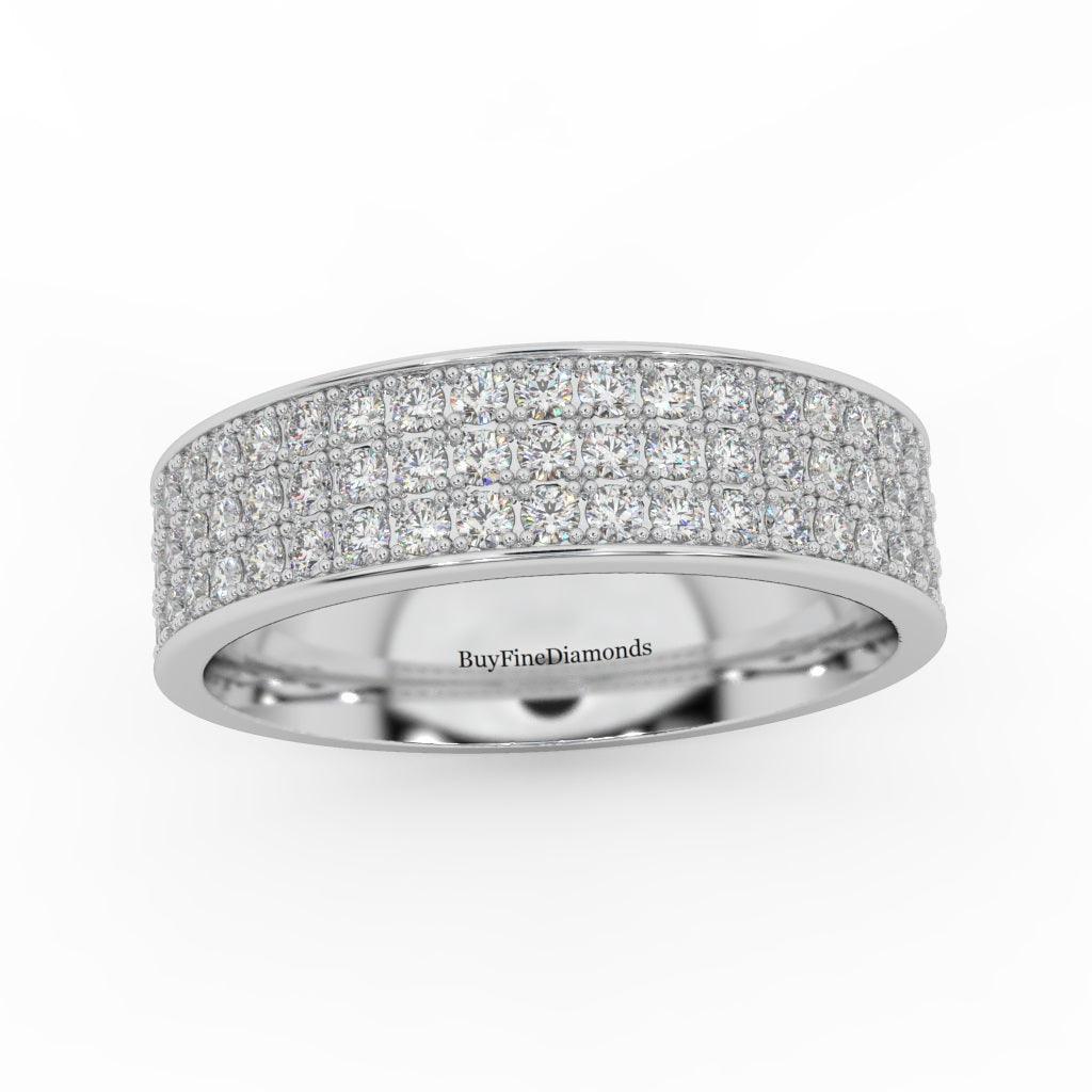 Three Row Pave Set Lab Round Diamond Wedding Band Women's Ring 2.00ct - Image 5