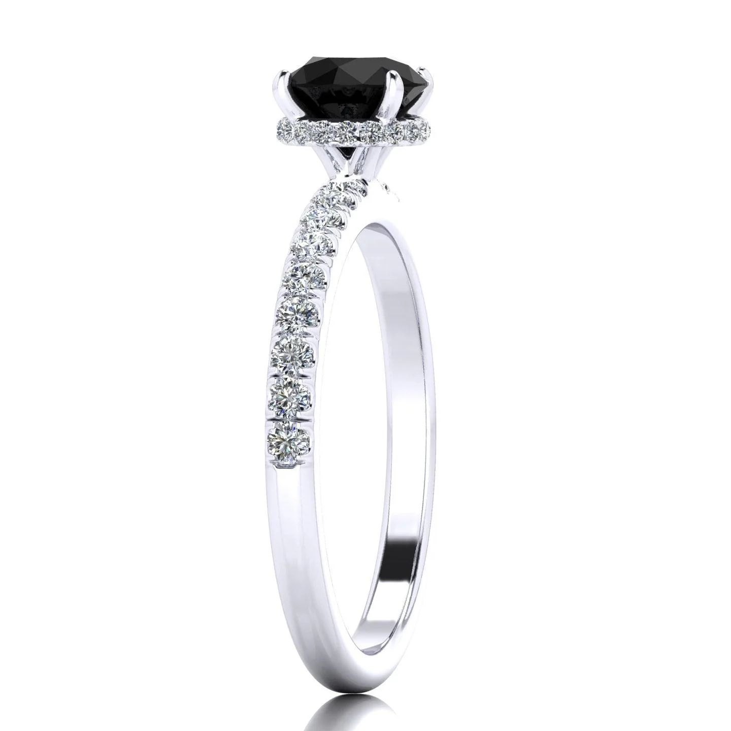 0.95 Carat Black Diamond Hidden Halo Engagement Ring Uk Hallmarked - Image 5