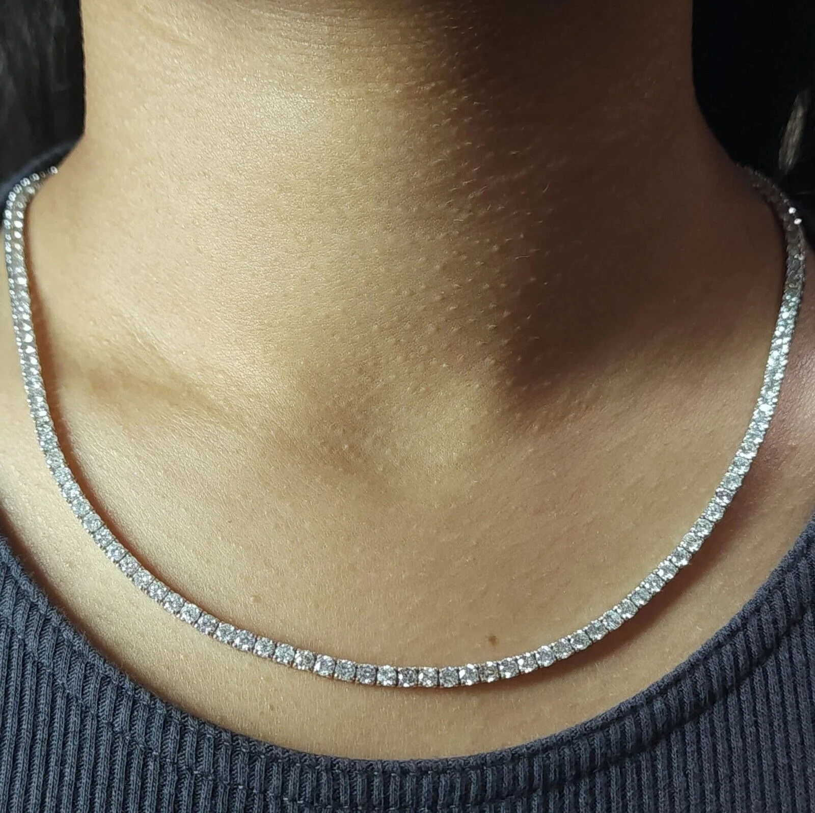 14.50ct D/VVS Lab Diamond Tennis Necklace in 9K White Gold - Image 3