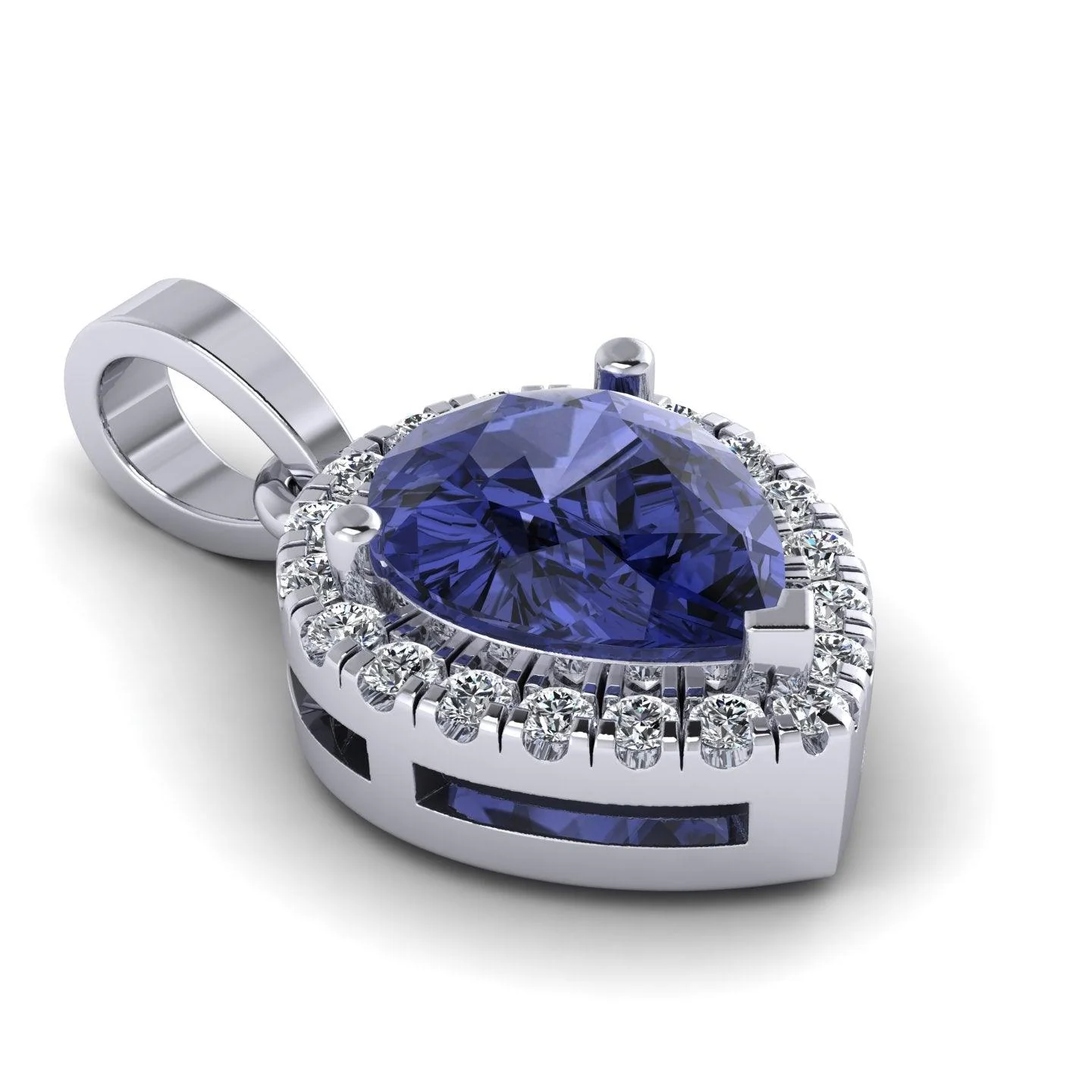 Pear Shape Tanzanite & diamond Women's Pendant - 2.00 Carat - Image 3