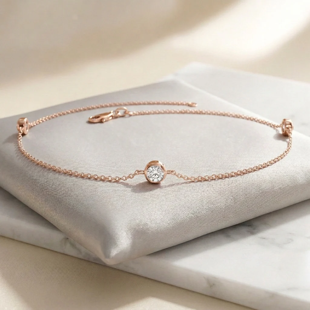 3 Round Diamond Charm Bracelet Crafted in 18k Gold - F/VS - Image 3