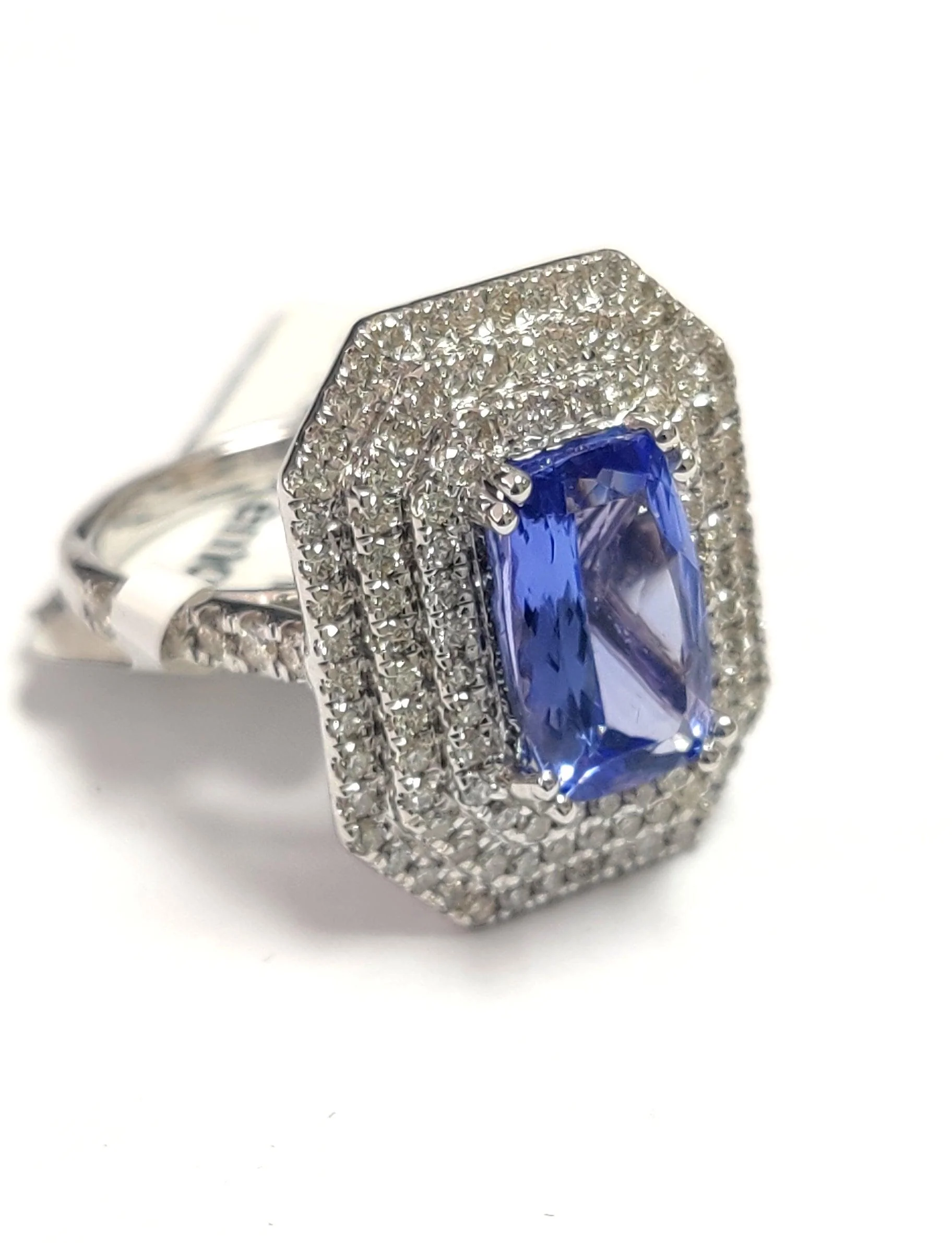 Triple Halo Tanzanite & Diamonds Women's Engagement Ring - 3.30 Carat - Image 7