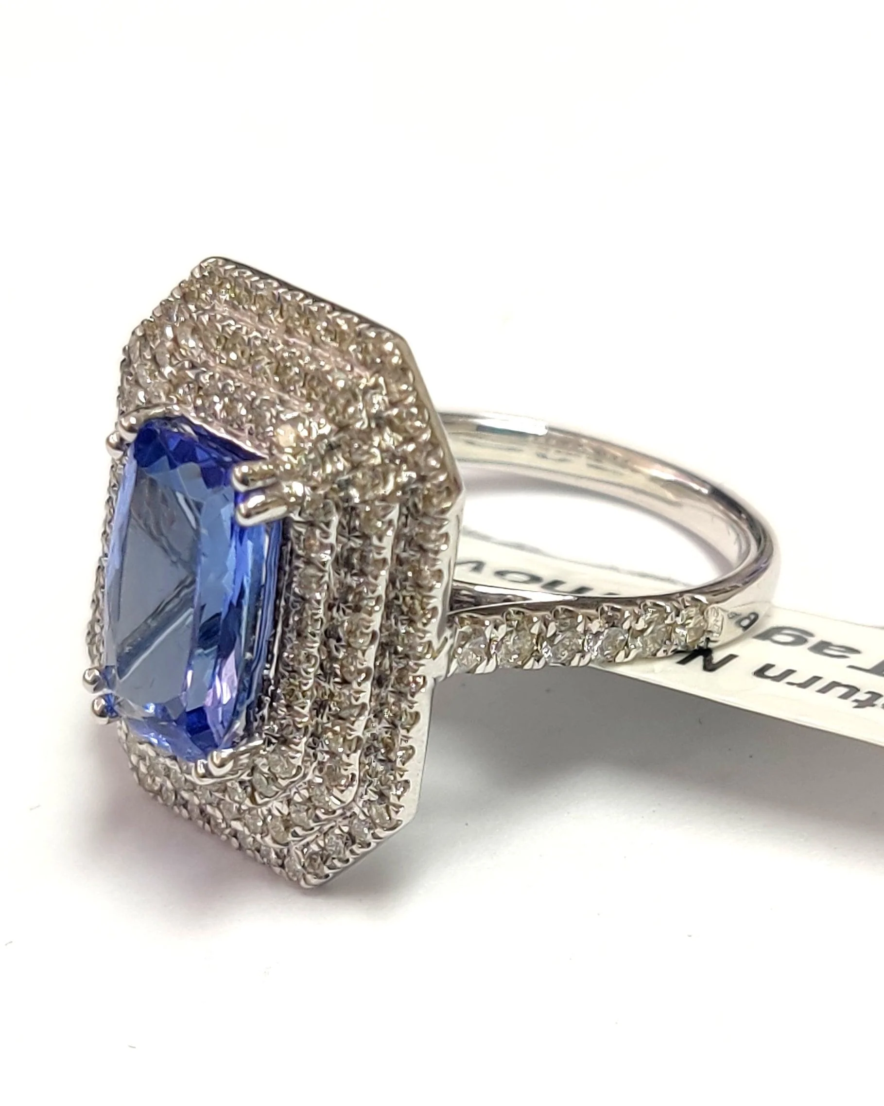 Triple Halo Tanzanite & Diamonds Women's Engagement Ring - 3.30 Carat - Image 8