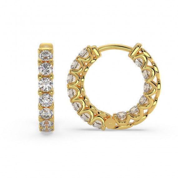 U Prong Natural Diamond Studded Hoop Earrings for women crafted In 18K Gold - Image 3
