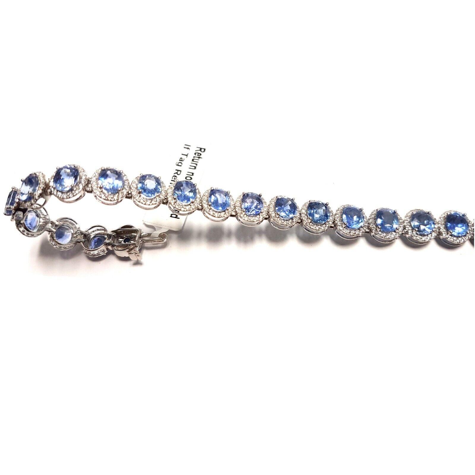 Special offer..! 19.25 Ct Oval Tanzanite And Diamond Halo Bracelet For  Women's In White Gold - Image 3